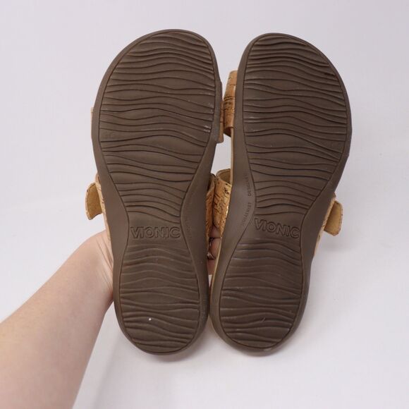 Vionic Womens Size 8 Skylar Slide Sandals Textured Brown Cork Comfort Slide - Picture 4 of 5